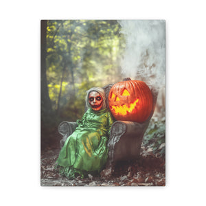 Spooky Halloween Canvas Art, Halloween Decor, Wall Art, Frightening Artwork, Fall Decorations, Pumpkin Queen