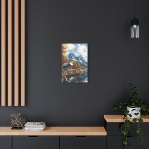 Serene Landscape Canvas Wall Art, Nature Decor, Fall Aesthetic Home Decor, Cozy Cabin Artwork, Mountain Scene Print