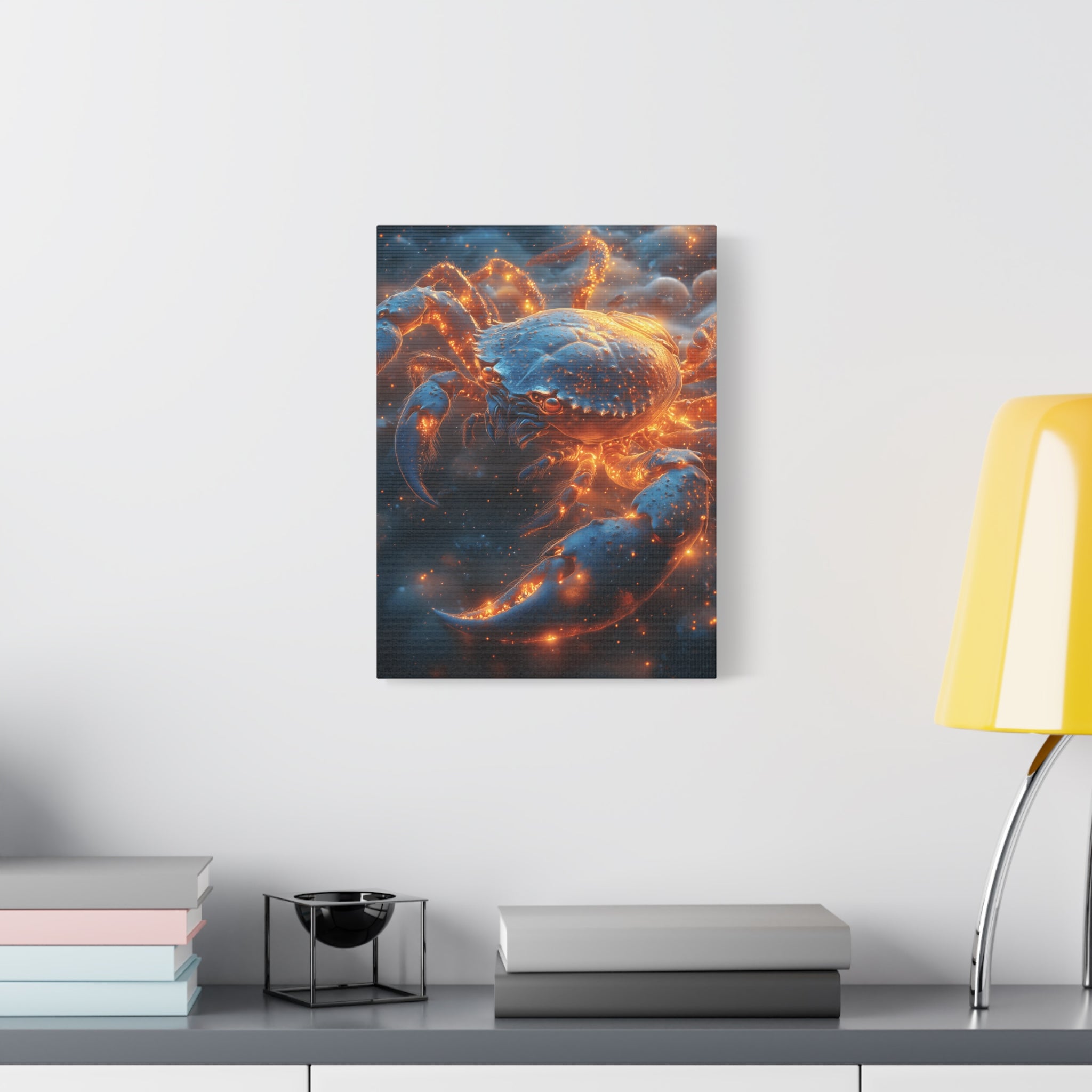 Glowing Crab Art Canvas, Ocean Decor, Coastal Wall Art, Nautical Gift, Unique Home Decoration, Crab Lover's Wall Art