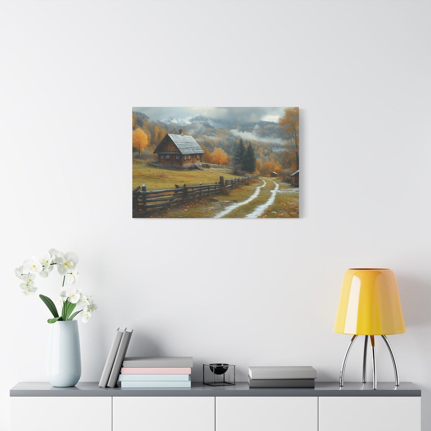 Autumn Landscape Canvas Art, Nature Wall Decor, Cozy Home Aesthetic, Seasonal Artwork, Gift for Nature Lovers