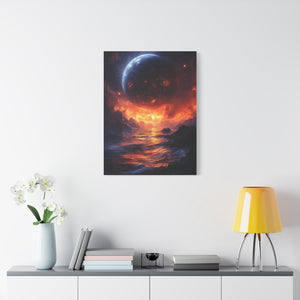 Stretched Canvas Art Print, Cosmic Landscape, Wall Decor, Galaxy Artwork, Home Gallery, Celestial Gift, Space Vibe