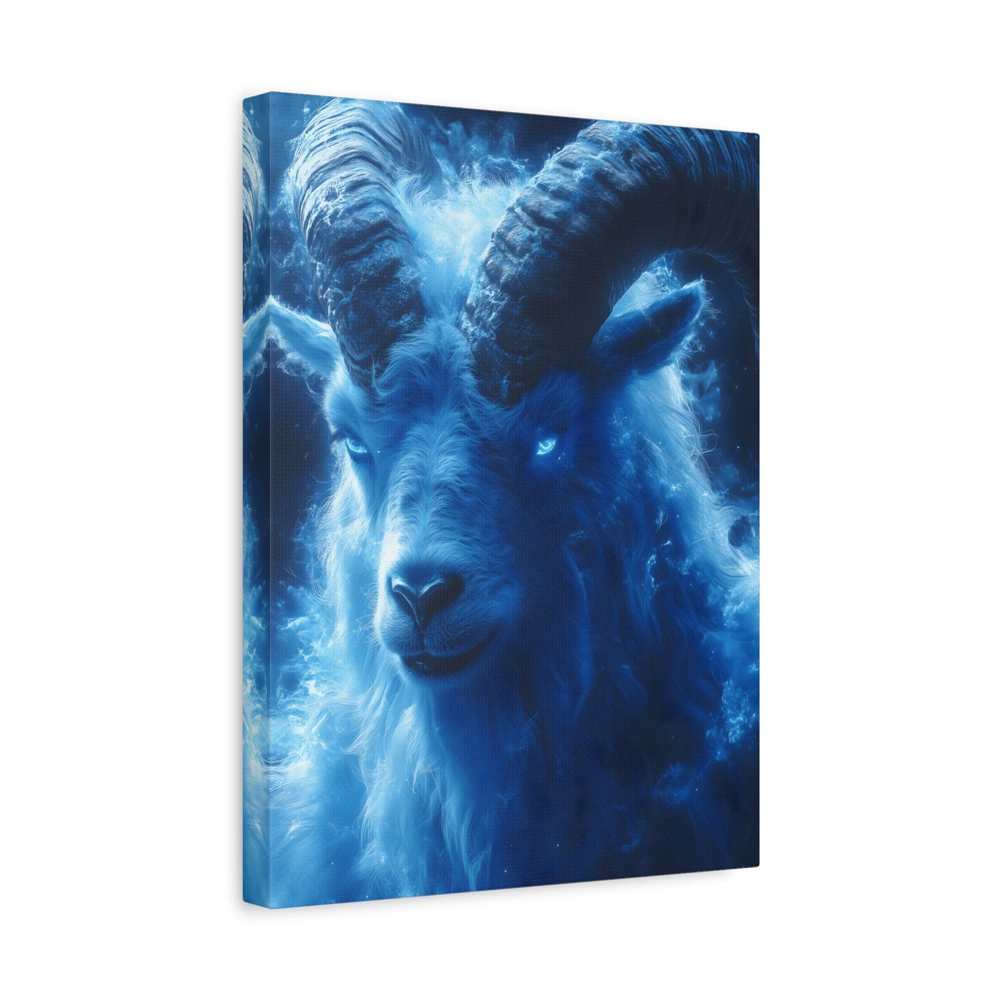 Majestic Blue Ram Canvas Print, Animal Wall Art, Home Decor, Gift for Nature Lovers, Unique Art Piece