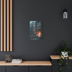 Cozy Fantasy Art Canvas, Enchanting Library Décor, Wall Art for Book Lovers, Mystical Home Aesthetic
