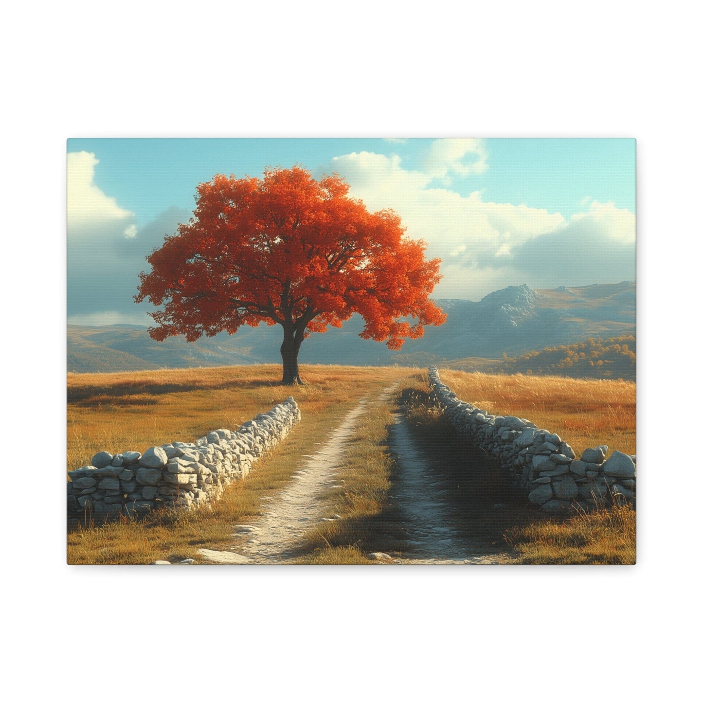 Vibrant Landscape Canvas Art, Nature Wall Decor, Red Tree Print, Home Decor, Gift for Nature Lovers