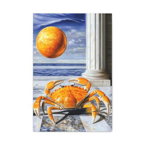 Vibrant Crab Art Canvas Print, Coastal Home Decor, Beach Wall Art, Unique Gift for Ocean Lovers, Nautical Themed Artwork, Summer Decor