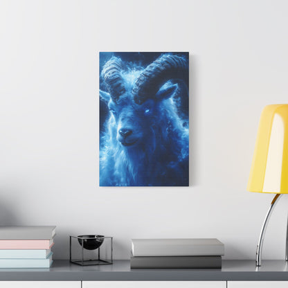 Majestic Blue Ram Canvas Print, Animal Wall Art, Home Decor, Gift for Nature Lovers, Unique Art Piece