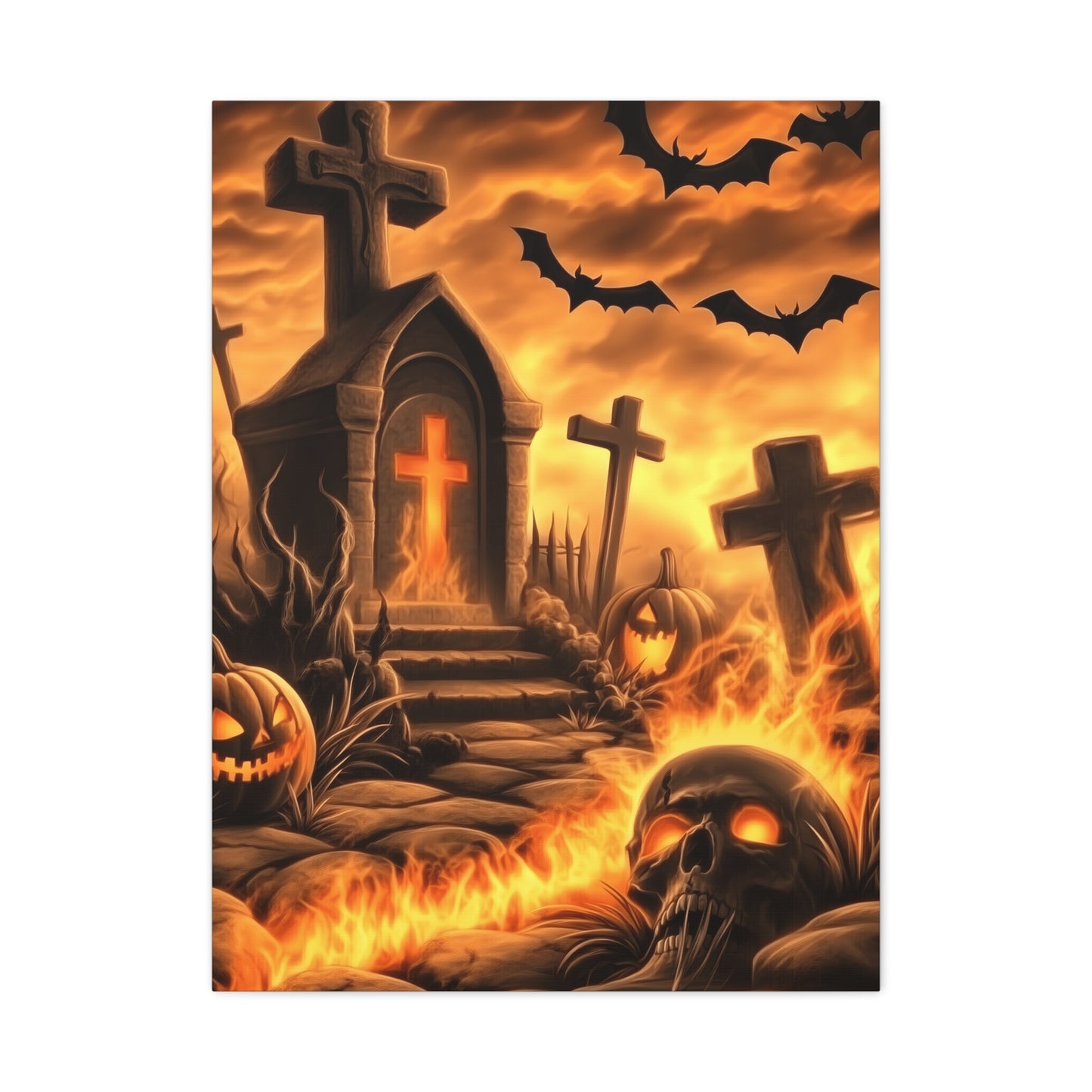 Gothic Halloween Art Print, Spooky Wall Decor, Haunted House Canvas, Autumn Home Decor, Gothic Artwork for Halloween