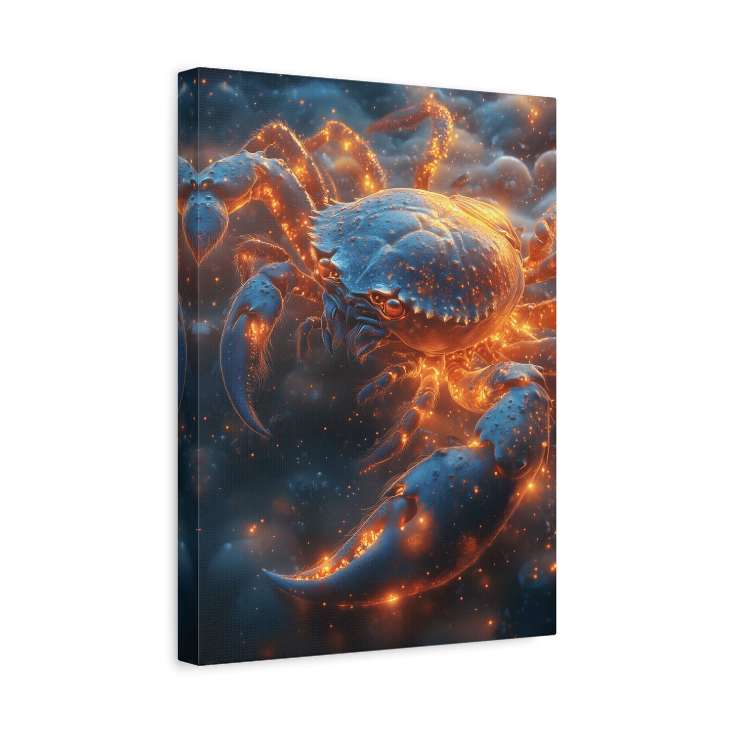 Glowing Crab Art Canvas, Ocean Decor, Coastal Wall Art, Nautical Gift, Unique Home Decoration, Crab Lover's Wall Art