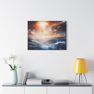 Stretched Canvas Art Print, Cosmic Waves, Space Decor, Modern Wall Art, Galactic Home Decor, Dreamy Ocean Art