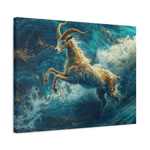 Leaping Goat Canvas Art, Water Splash Wall Décor, Farmhouse Decor, Nature Art, Goat Lover Gift, Animal Wall Hanging