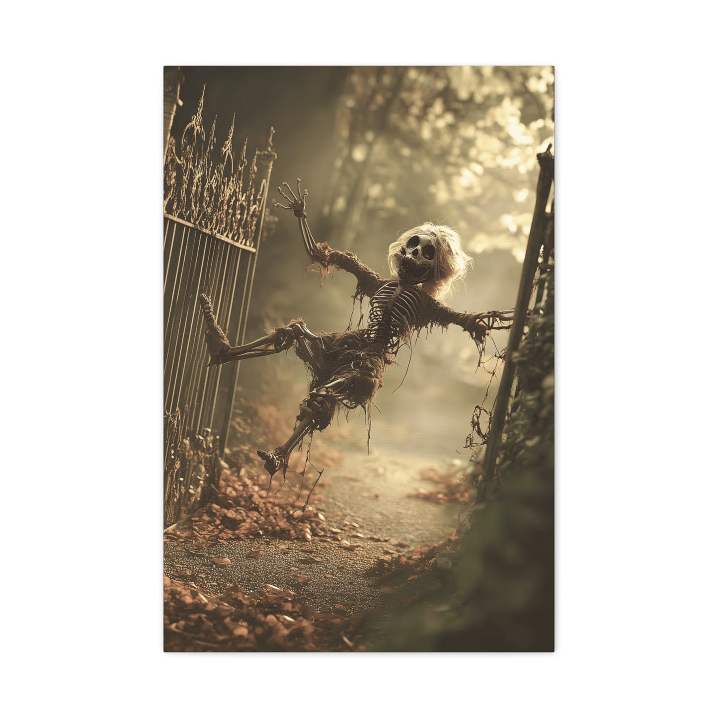 Halloween Skeleton Canvas Wall Art, Spooky Home Decor, Ghoulish Gift, Autumn Decoration, Creepy Wall Hanging