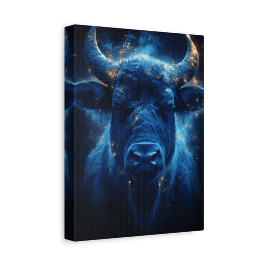 Cosmic Bull Canvas Art, Vibrant Wall Decor, Farmhouse Chic, Gift for Animal Lovers, Unique Home Accent, Astrology Inspired