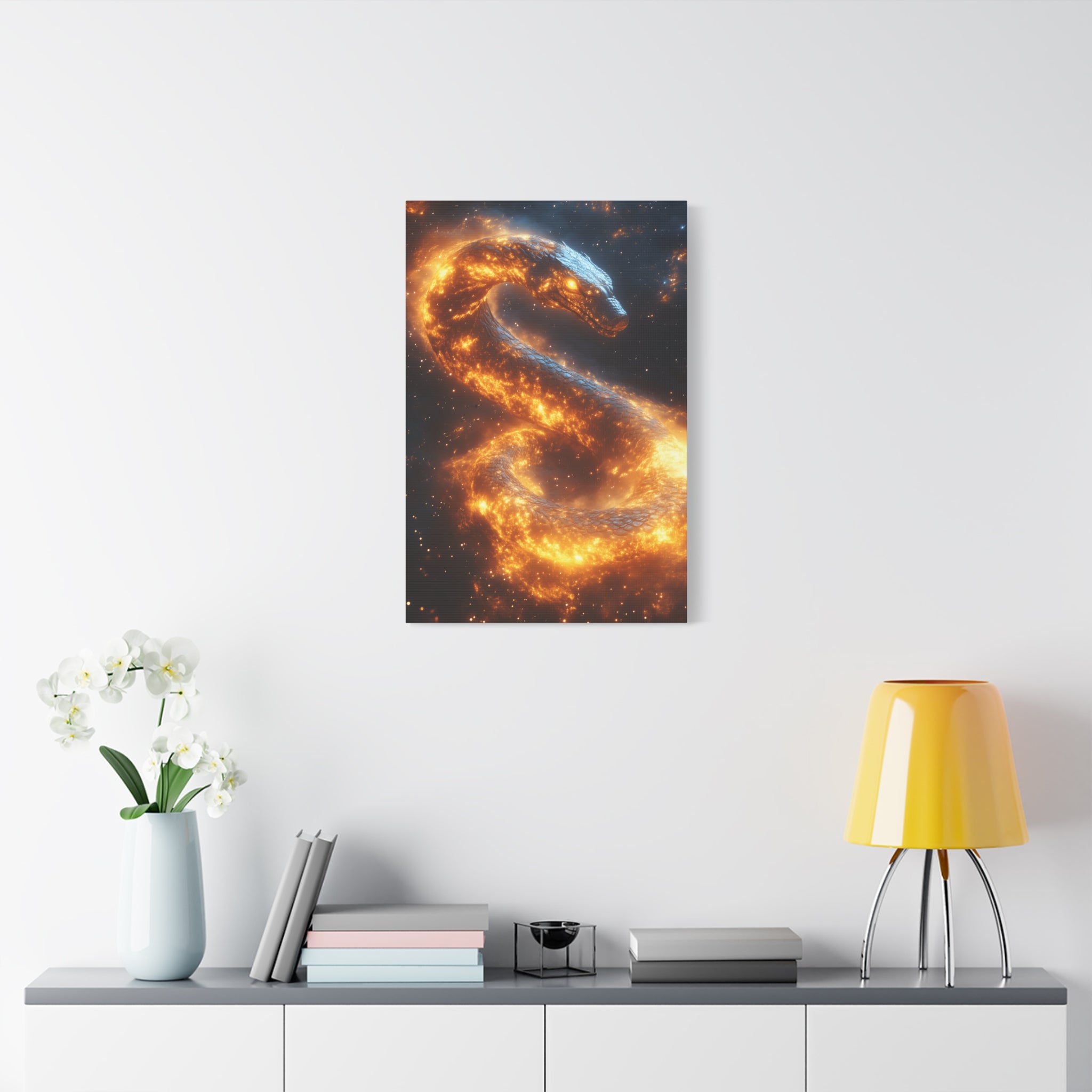 Canvas Wall Art: Fiery Serpent Design, Home Decor, Unique Gift, Fantasy Art, Living Room Wall Decor, Dragon Artwork