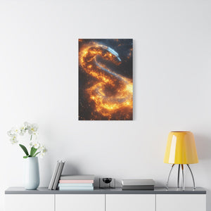 Canvas Wall Art: Fiery Serpent Design, Home Decor, Unique Gift, Fantasy Art, Living Room Wall Decor, Dragon Artwork