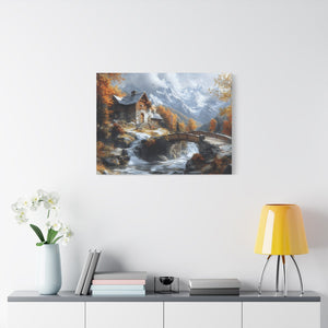 Autumn Landscape Canvas Art Print, Rustic Home Decor, Wall Artwork, Gift for Nature Lovers, Cozy Cabin Vibe, Fall Decor