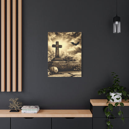 Gothic Halloween Wall Art, Perfect for Home Decor, Spooky Aesthetic, Graveyard Scene, Autumn Decor, Haunted House