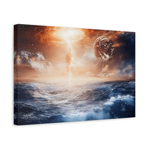 Stretched Canvas Art Print, Cosmic Waves, Space Decor, Modern Wall Art, Galactic Home Decor, Dreamy Ocean Art