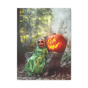 Spooky Halloween Canvas Art, Halloween Decor, Wall Art, Frightening Artwork, Fall Decorations, Pumpkin Queen