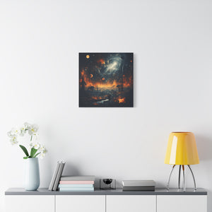 Cosmic Landscape Canvas Wall Art, Galaxy Decor, Space-Themed Home Decor, Starry Night Artwork