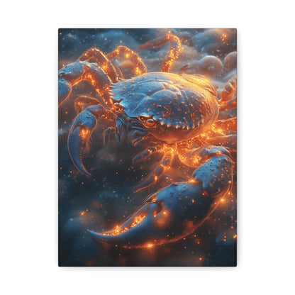 Glowing Crab Art Canvas, Ocean Decor, Coastal Wall Art, Nautical Gift, Unique Home Decoration, Crab Lover's Wall Art