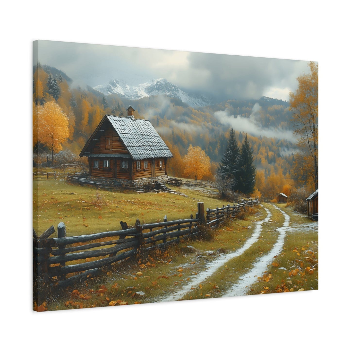 Autumn Landscape Canvas Art, Nature Wall Decor, Cozy Home Aesthetic, Seasonal Artwork, Gift for Nature Lovers