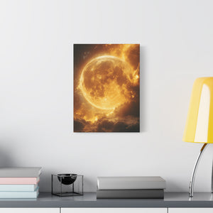 Golden Moon Canvas Wall Art, Celestial Décor for Dreamy Spaces, Perfect for Home, Gift Ideas, Wall Decorations, Astrophotography