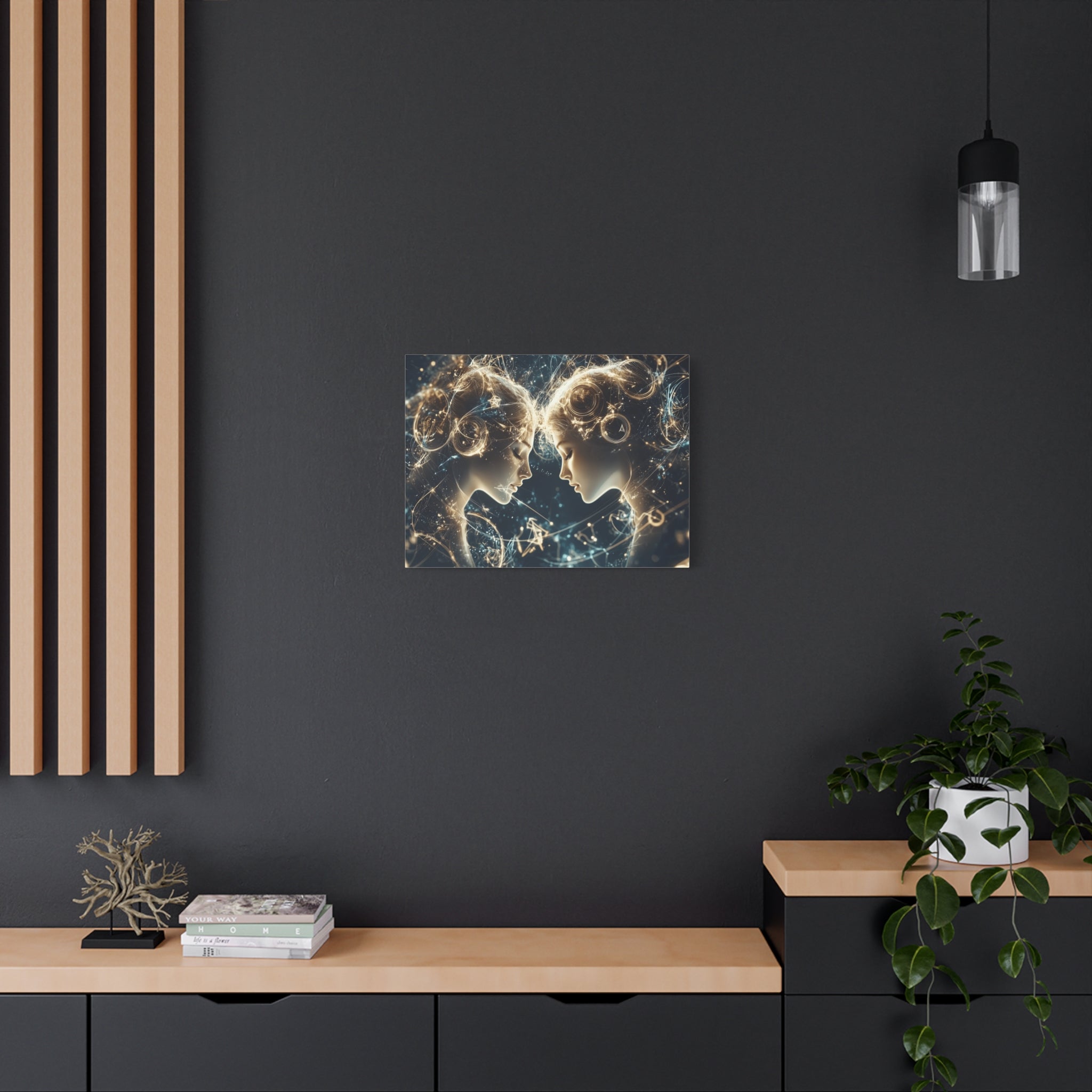 Celestial Gemini Canvas Print, Cosmic Art, Home Decor, Gift for Her, Astrology Wall Art, Unique Artwork, Gallery Wall
