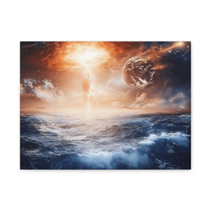 Stretched Canvas Art Print, Cosmic Waves, Space Decor, Modern Wall Art, Galactic Home Decor, Dreamy Ocean Art