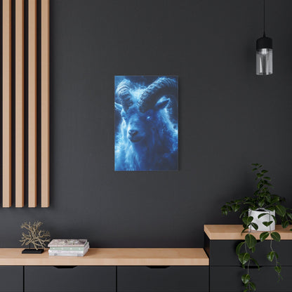 Majestic Blue Ram Canvas Print, Animal Wall Art, Home Decor, Gift for Nature Lovers, Unique Art Piece