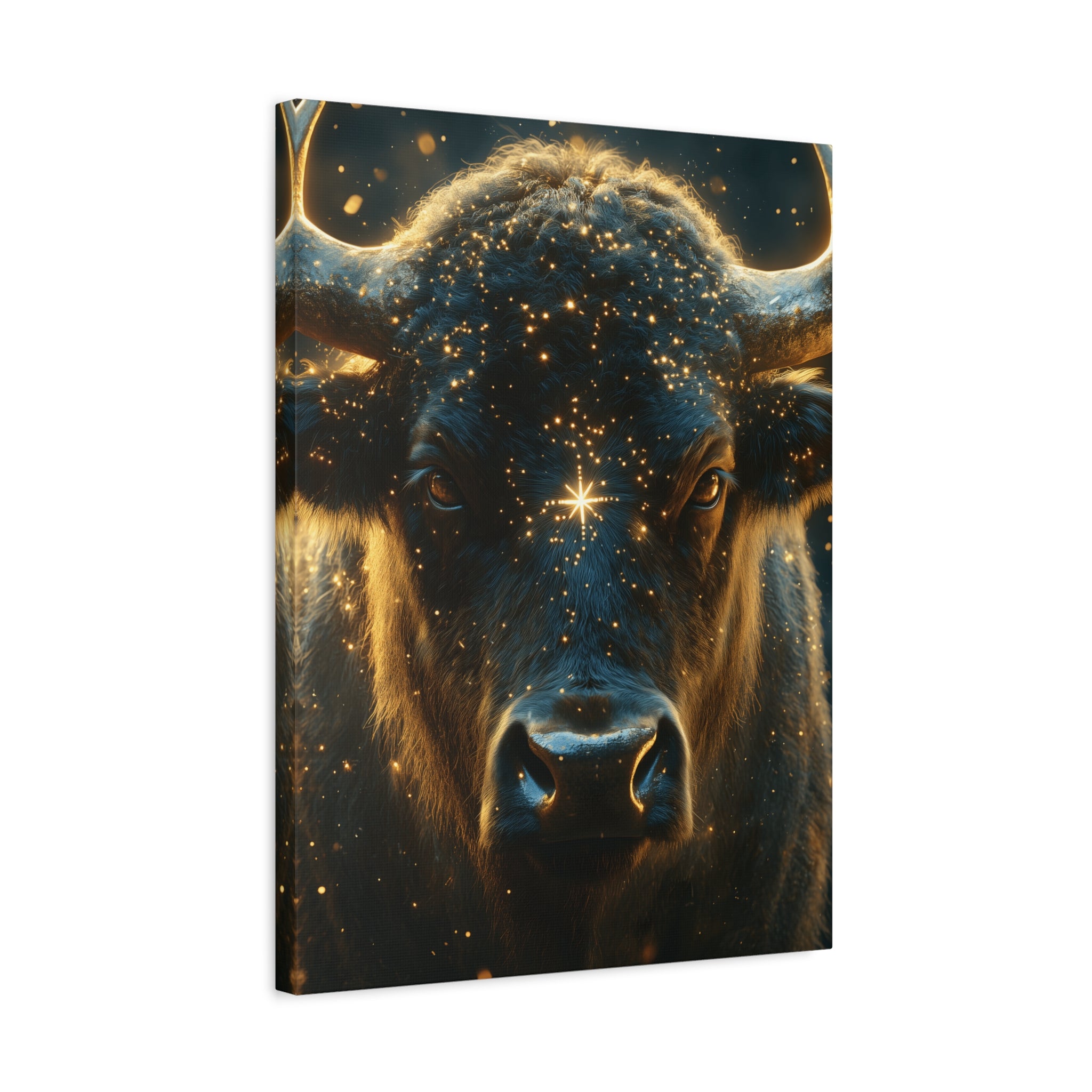 Cosmic Bull Canvas Art, Wall Décor, Home Office Artwork, Unique Gift, Rustic Vibe, Animal Lover Decor