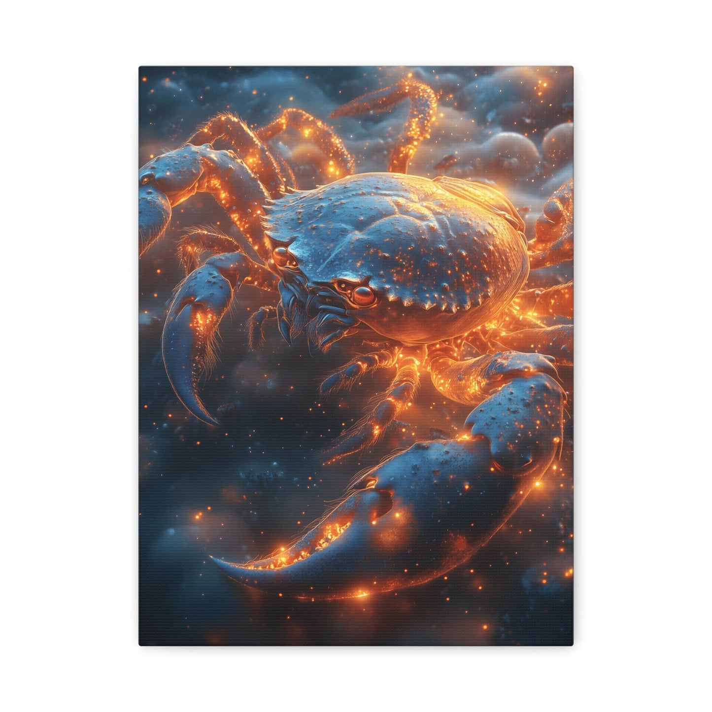 Glowing Crab Art Canvas, Ocean Decor, Coastal Wall Art, Nautical Gift, Unique Home Decoration, Crab Lover's Wall Art