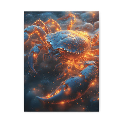 Glowing Crab Art Canvas, Ocean Decor, Coastal Wall Art, Nautical Gift, Unique Home Decoration, Crab Lover's Wall Art