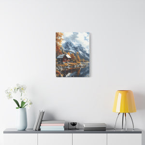 Serene Landscape Canvas Wall Art, Nature Decor, Fall Aesthetic Home Decor, Cozy Cabin Artwork, Mountain Scene Print