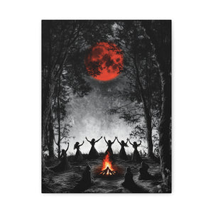 Mystical Campfire Canvas Print, Art Decor for Witchcraft, Halloween Nights, Boho Style, Unique Home Decoration, Gift for Spiritual Seekers