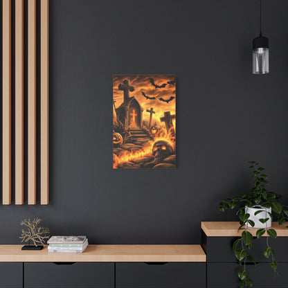 Gothic Halloween Art Print, Spooky Wall Decor, Haunted House Canvas, Autumn Home Decor, Gothic Artwork for Halloween