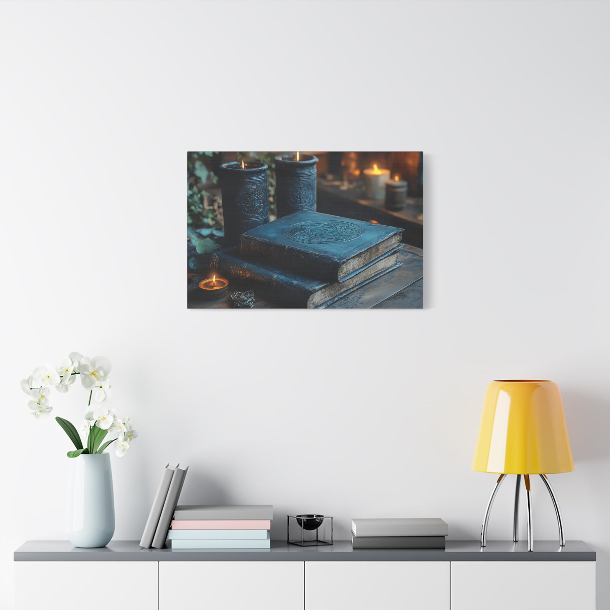 Mystical Book Canvas Art, Enchanted Decor, Gothic Wall Art, Dark Academia Home Decor, Candlelight Aesthetic