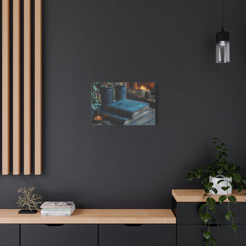 Mystical Book Canvas Art, Enchanted Decor, Gothic Wall Art, Dark Academia Home Decor, Candlelight Aesthetic