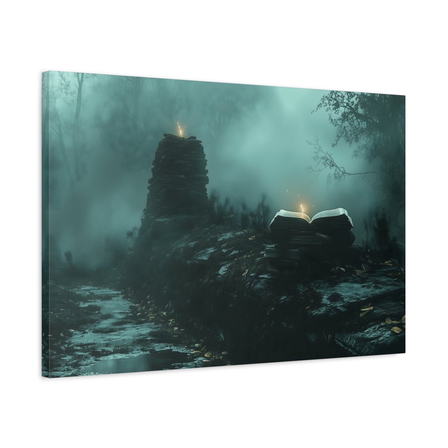 Mystical Book Canvas Art, Enigmatic Wall Decor, Fantasy Themed Home Decor, Gift for Book Lovers, Unique Art Piece, Wall Art for Halloween