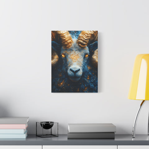 Stretched Canvas Wall Art Featuring Mystical Ram Design, Perfect for Home Decor, Art Lovers, Nature Enthusiasts, Gift Idea