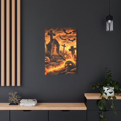 Gothic Halloween Art Print, Spooky Wall Decor, Haunted House Canvas, Autumn Home Decor, Gothic Artwork for Halloween