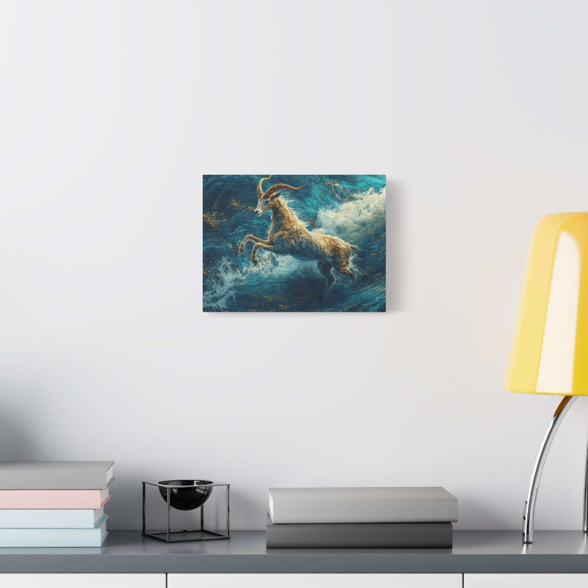 Leaping Goat Canvas Art, Water Splash Wall Décor, Farmhouse Decor, Nature Art, Goat Lover Gift, Animal Wall Hanging