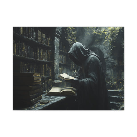Mysterious Library Canvas Print, Dark Academia Wall Art, Book Lover Gift, Gothic Home Decor, Reading Nook Decoration, Unique Wall Art