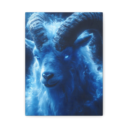 Majestic Blue Ram Canvas Print, Animal Wall Art, Home Decor, Gift for Nature Lovers, Unique Art Piece