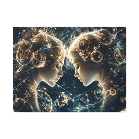Celestial Gemini Canvas Print, Cosmic Art, Home Decor, Gift for Her, Astrology Wall Art, Unique Artwork, Gallery Wall