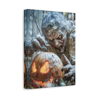 Halloween Canvas Art Print, Creepy Wall Decor, Spooky Home Decor, Haunted House Decoration, Fall Artwork, Pumpkin Scare