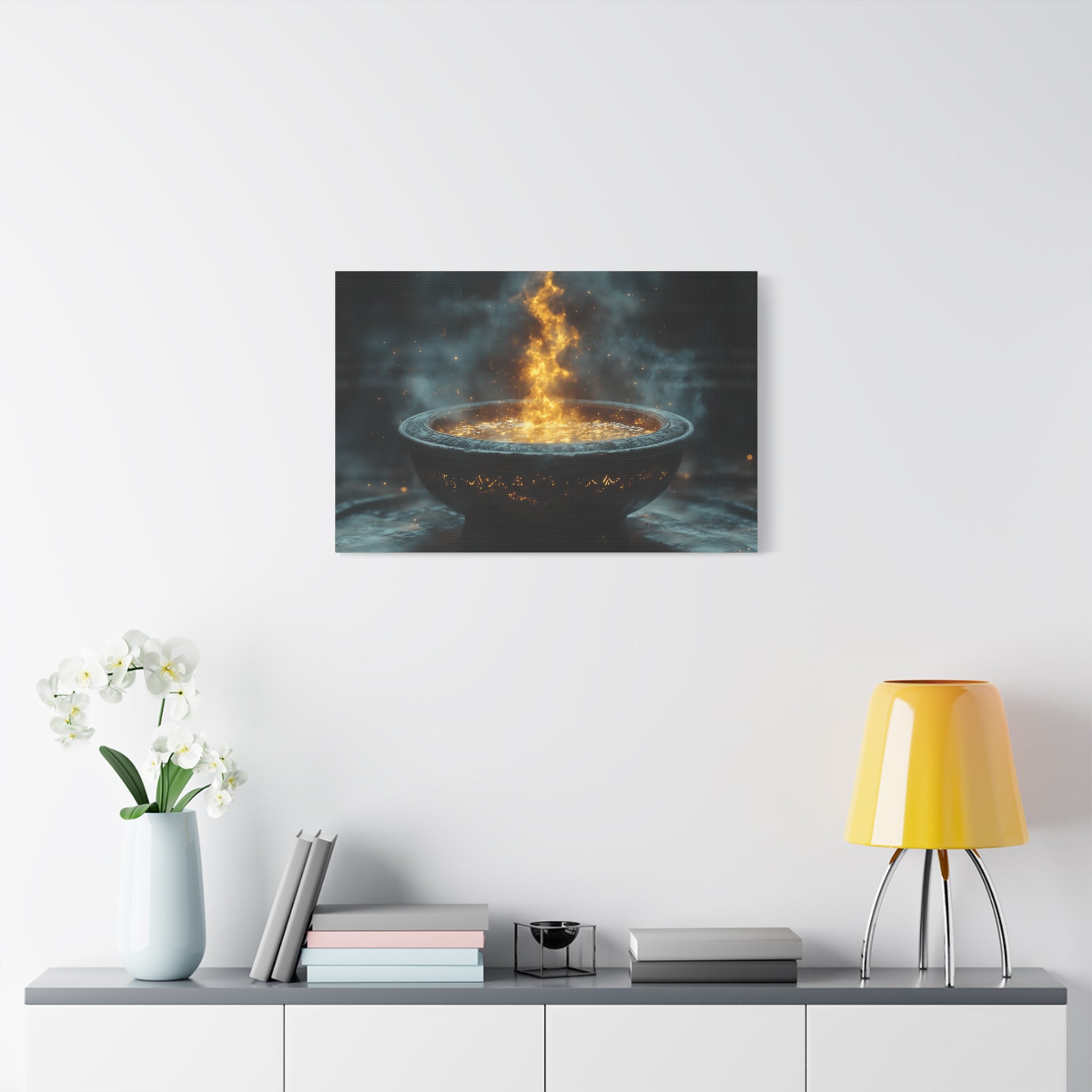 Mystical Fire Canvas Art, Home Decor, Aura Wall Art, Gift for Nature Lovers, Fantasy Room Decoration