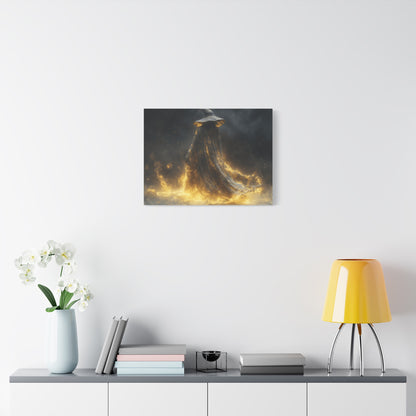 Canvas Wall Art, Fantasy Decor, Wizard Artwork, Fire Theme, Mystical Home Accent