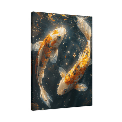 Serene Koi Canvas Print, Aquatic Art, Home Decor, Meditation Gift, Nature Wall Art, Zen Decor, Fish Artwork