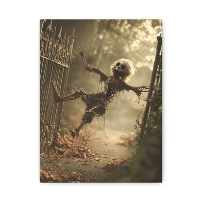 Halloween Skeleton Canvas Wall Art, Spooky Home Decor, Ghoulish Gift, Autumn Decoration, Creepy Wall Hanging