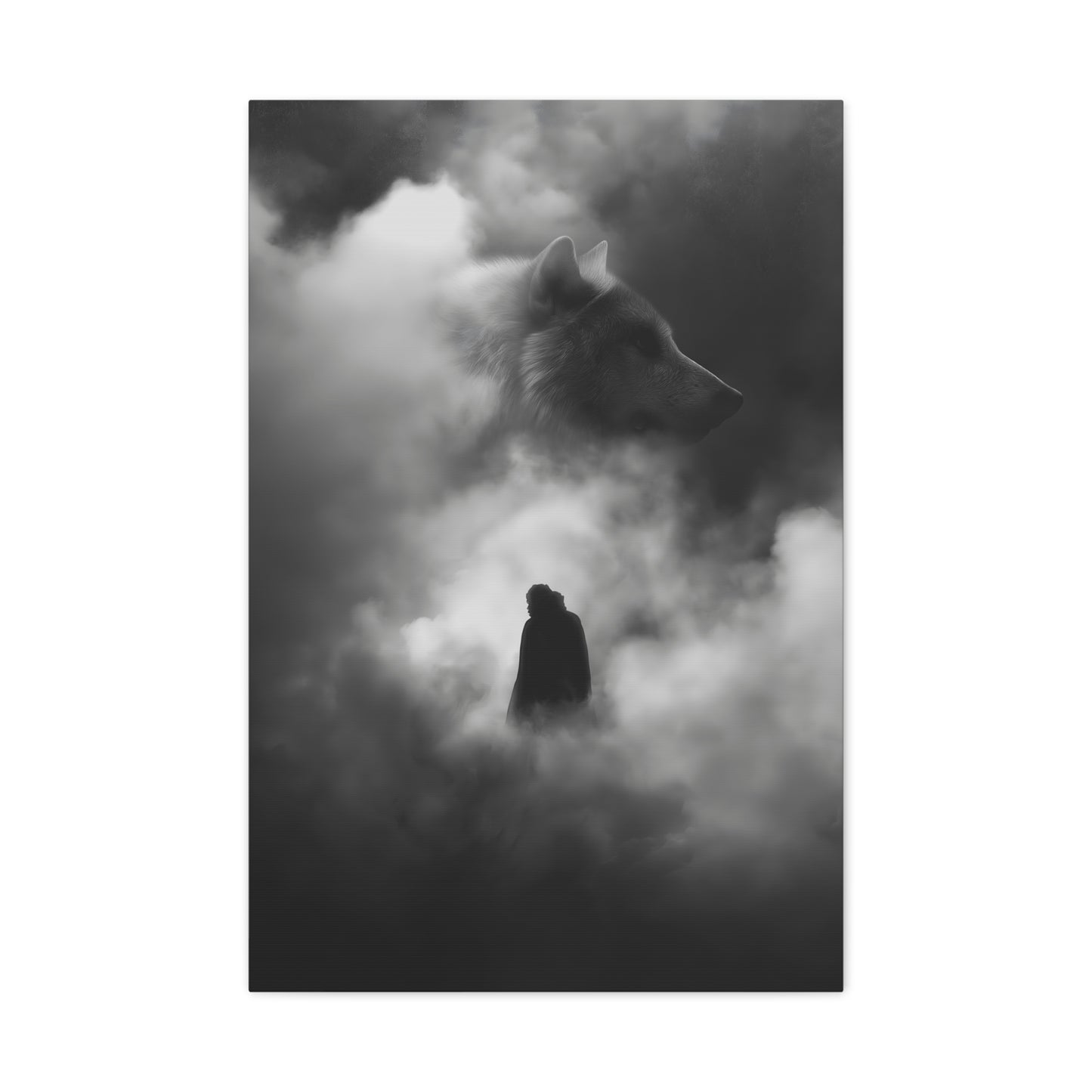 Black and White Wolf Canvas Art Print, Animal Wall Decor, Nature-Inspired Home Decor, Wilderness Art, Unique Gift Idea, Modern Aesthetic